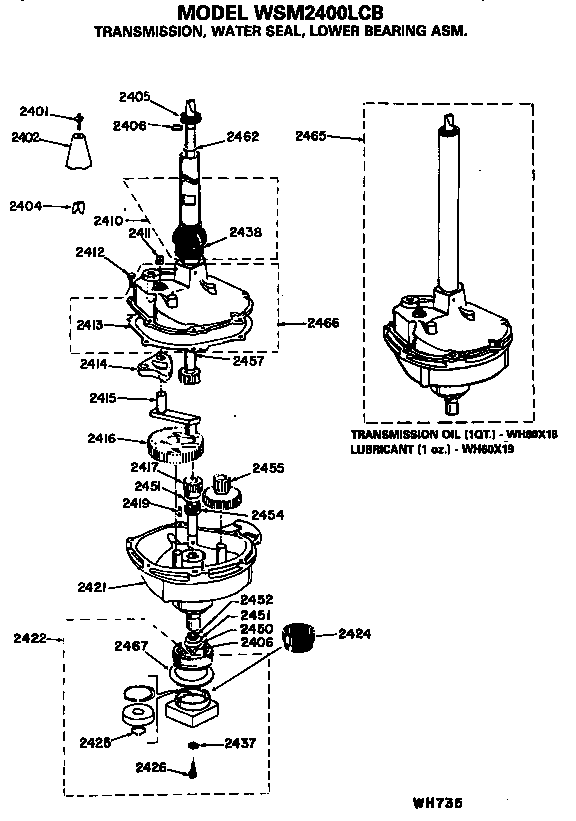 GE WSM2400LCB transmission diagram
