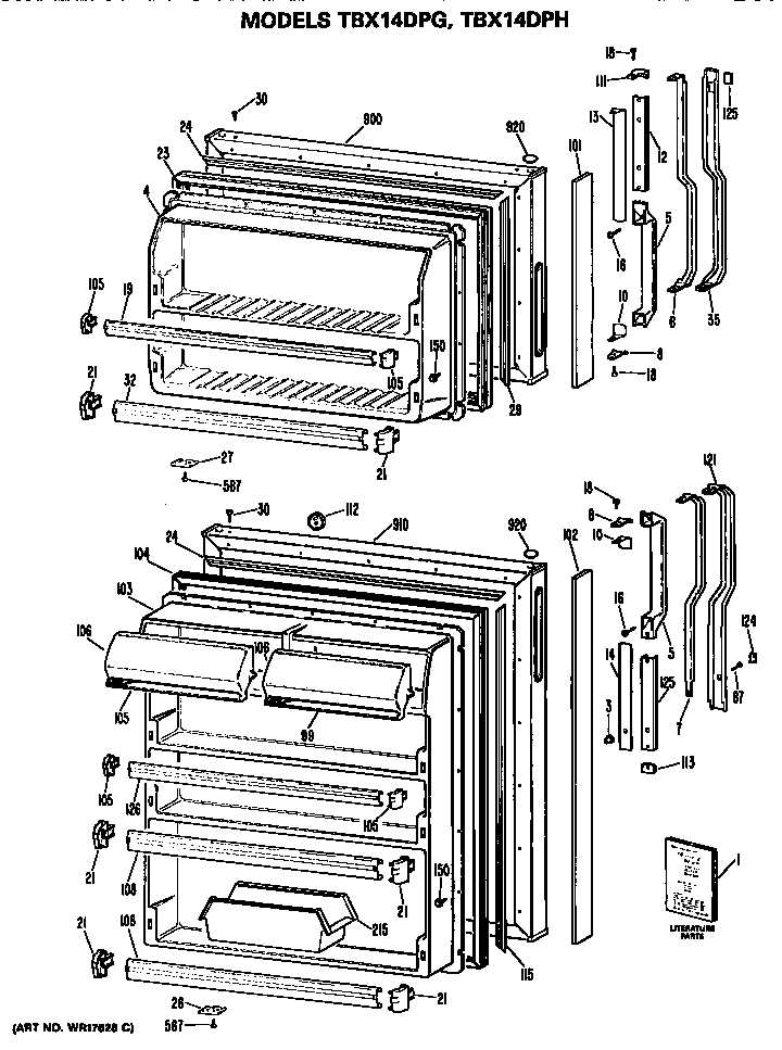 GE TBX14DPHRWH doors diagram