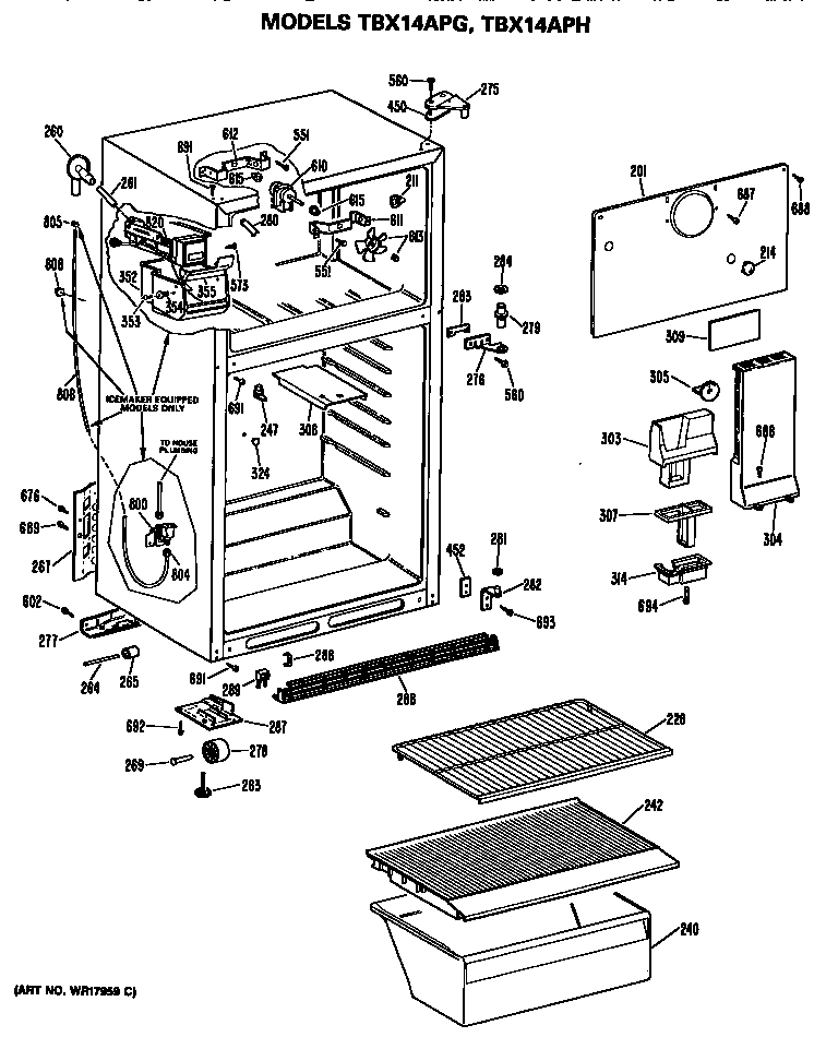 GE TBX14APGLAD cabinet diagram