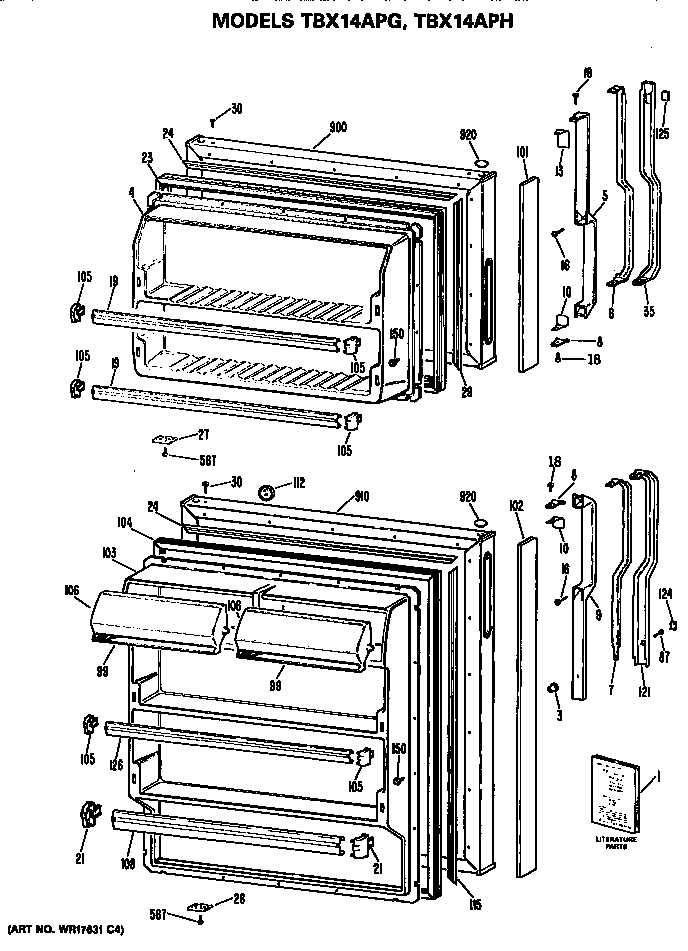 GE TBX14APGLAD doors diagram