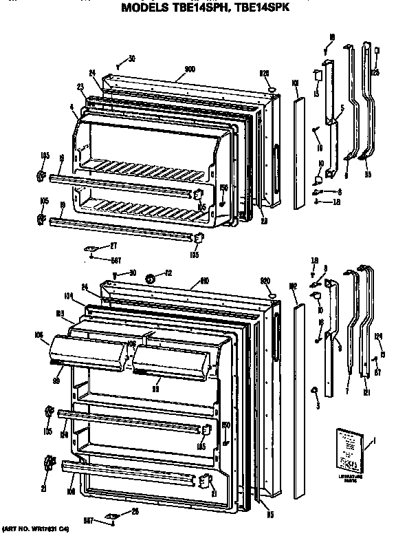 GE TBE14SPHRWH doors diagram