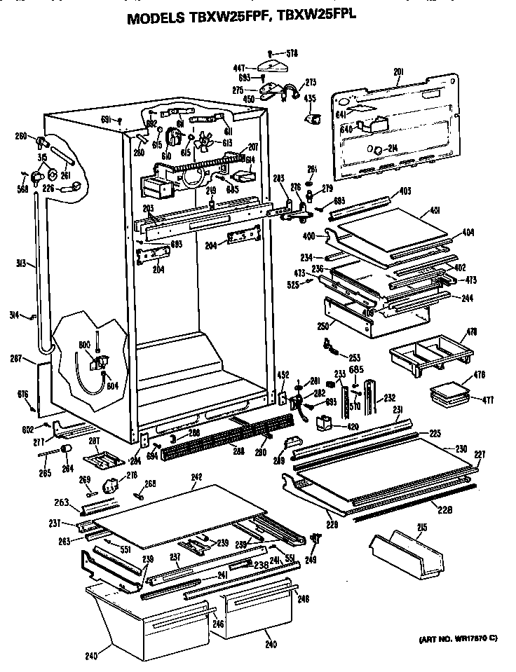 GE TBXW25FPFLWH cabinet diagram