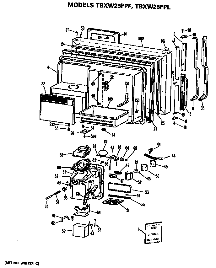 GE TBXW25FPFLWH door/dispenser diagram
