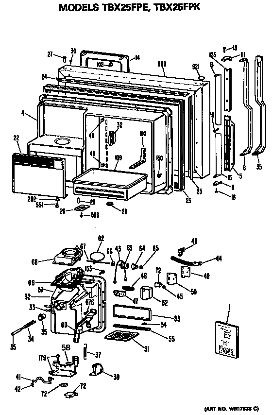 GE TBX25FPKRAD door/dispenser diagram
