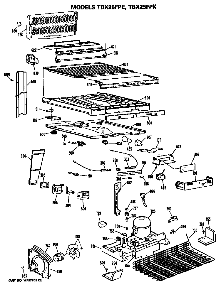 GE TBX25FPKRAD unit diagram