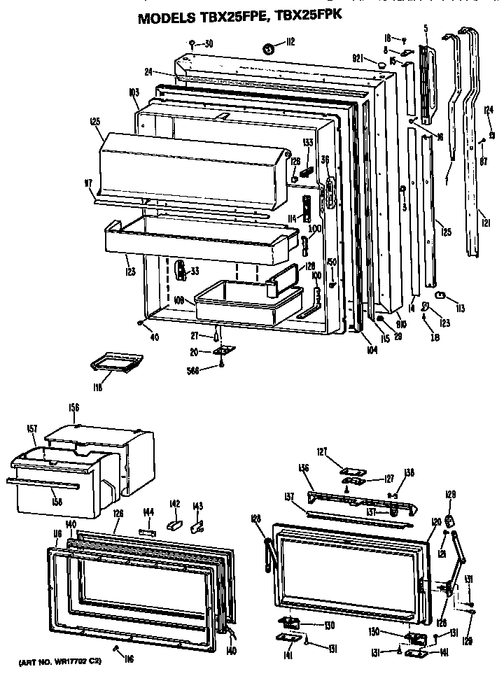 GE TBX25FPKRAD doors diagram