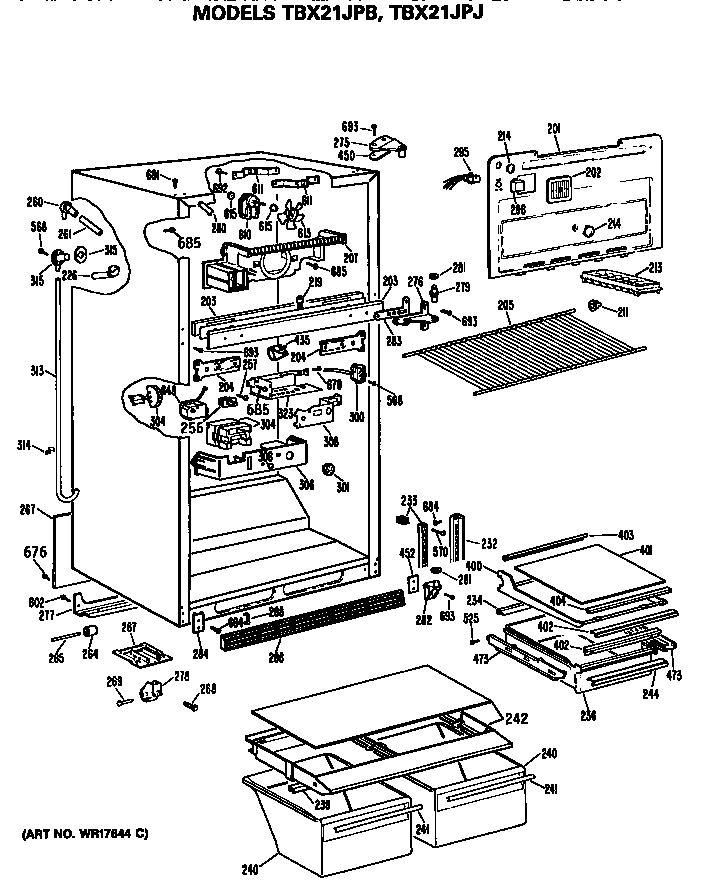 GE TBX21JPJRWH cabinet diagram