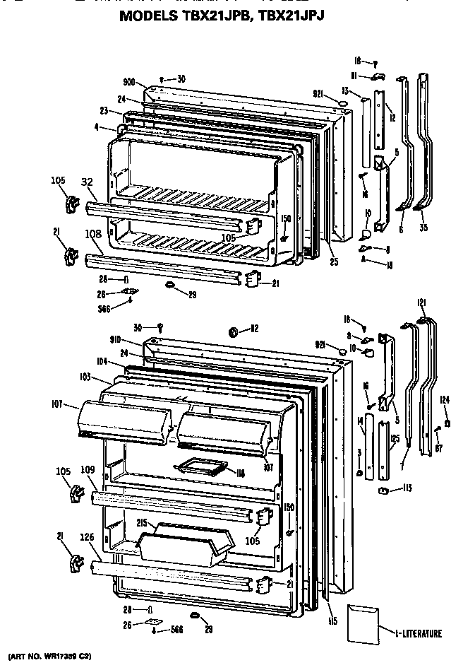 GE TBX21JPJRWH doors diagram
