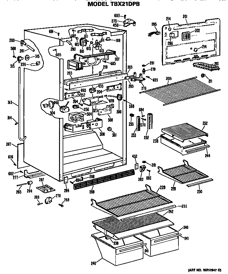 GE TBX21DPBRWH cabinet diagram