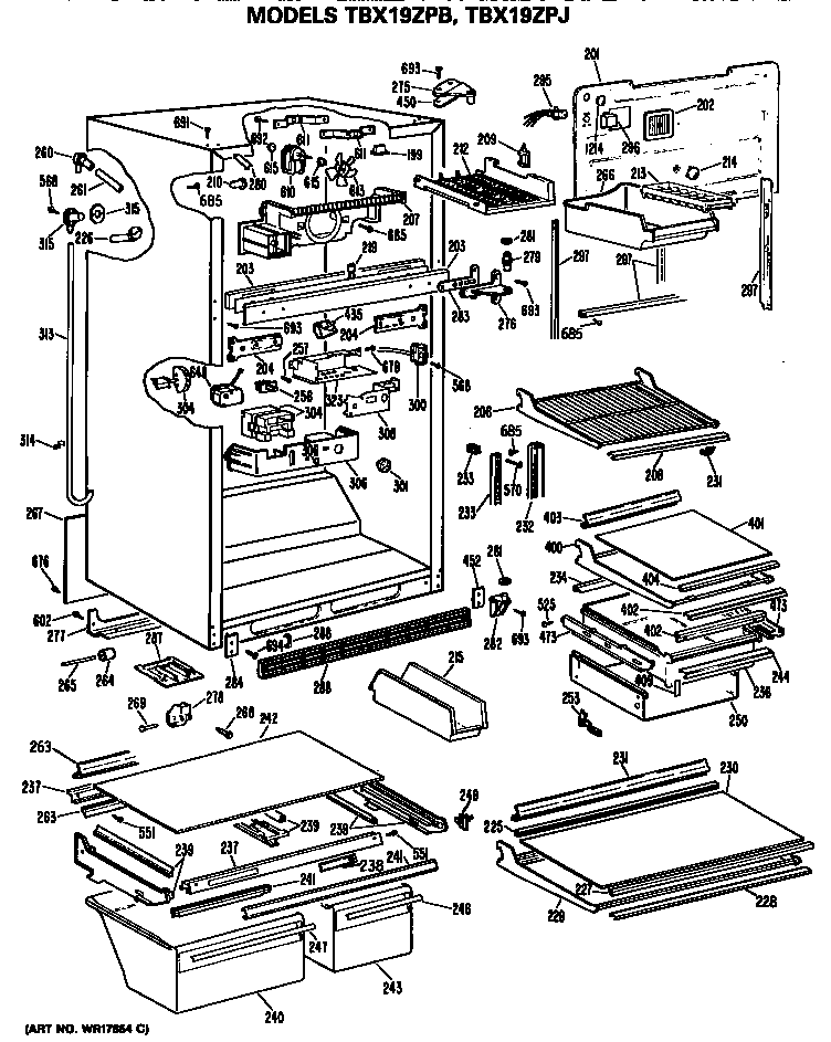 GE TBX19ZPBRAD cabinet diagram