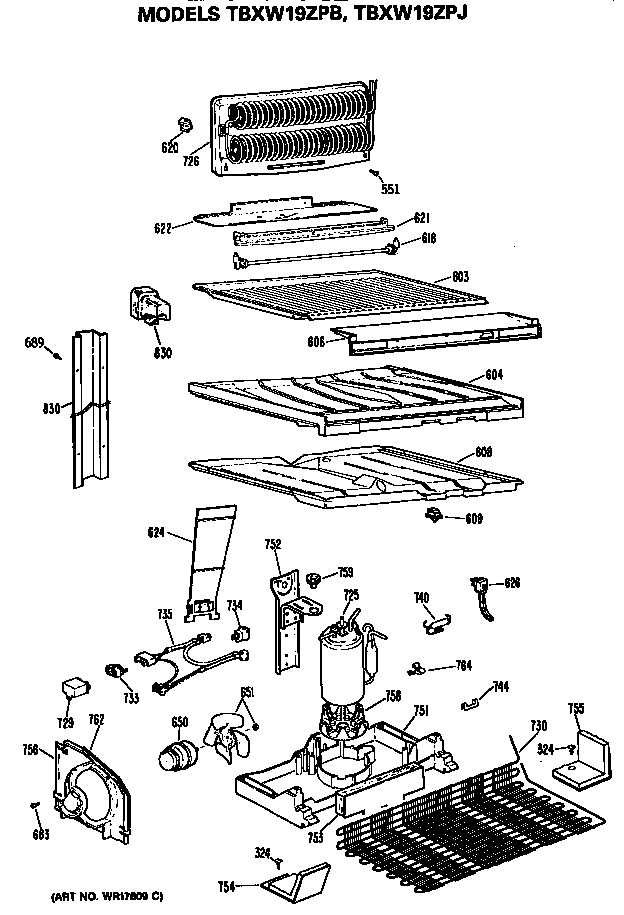 GE TBXW19ZPJRWH unit diagram