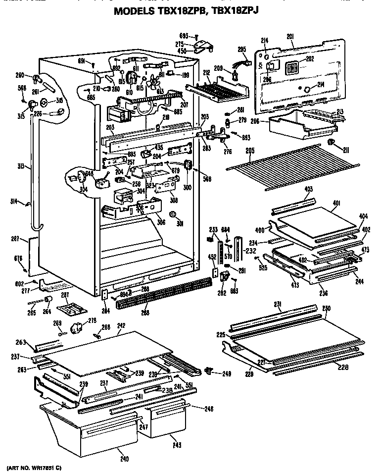 GE TBX18ZPBRHA cabinet diagram