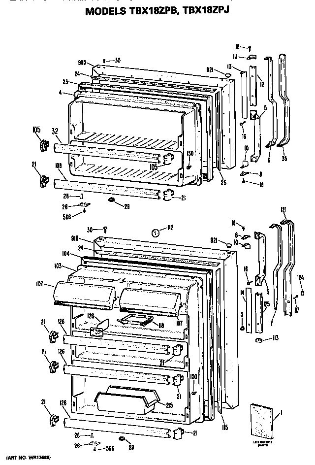 GE TBX18ZPBRHA doors diagram
