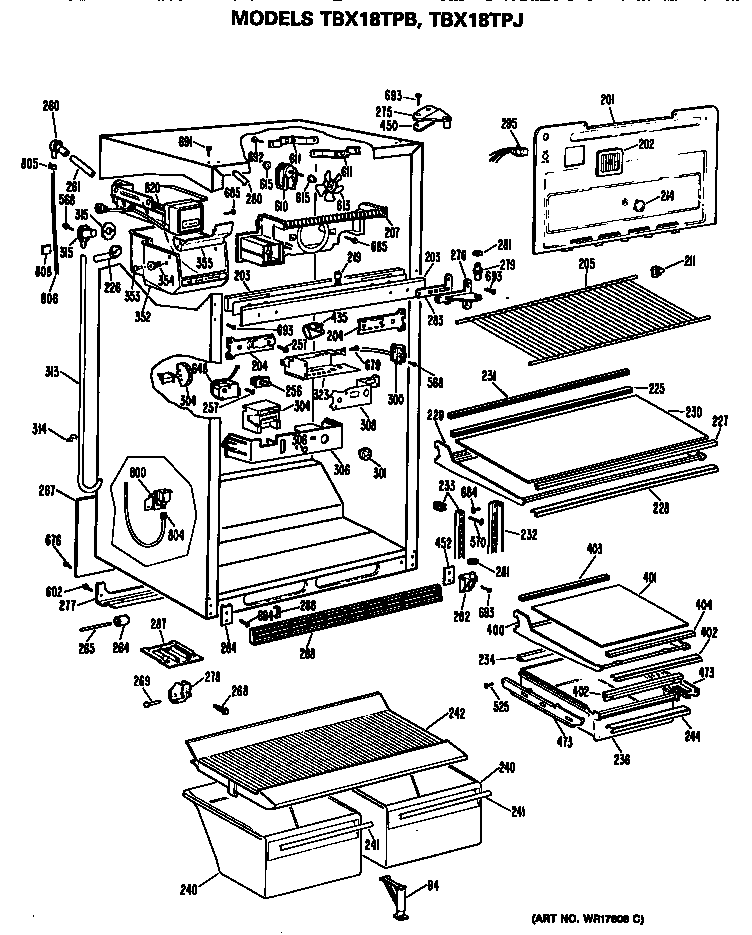 GE TBX18TPBRAD cabinet diagram
