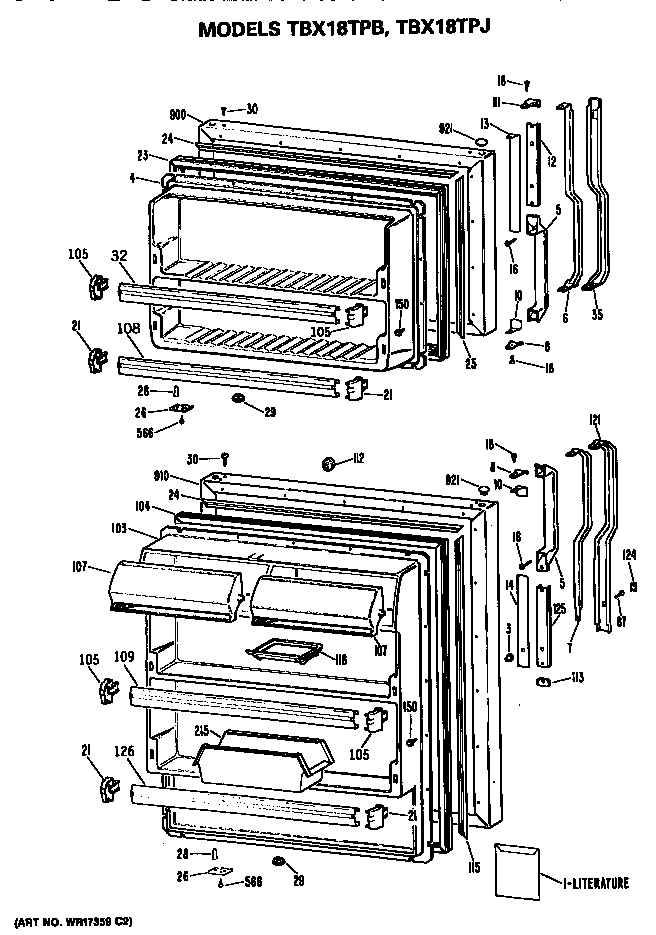 GE TBX18TPBRAD doors diagram