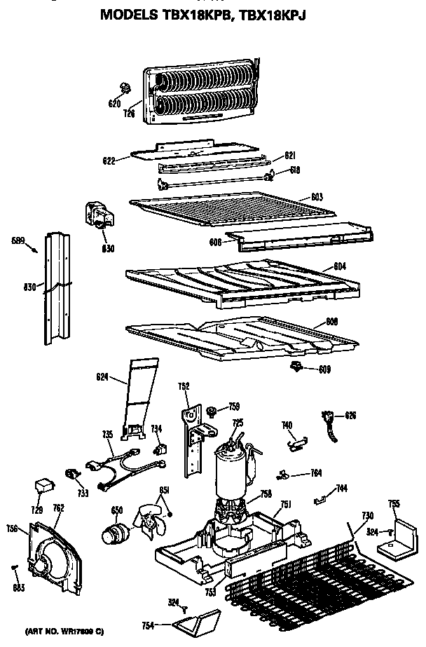 GE TBX18KPJRHA unit diagram
