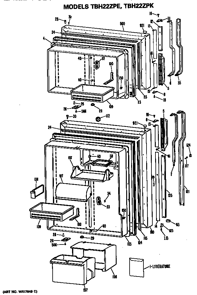 GE TBH22ZPERWH doors diagram