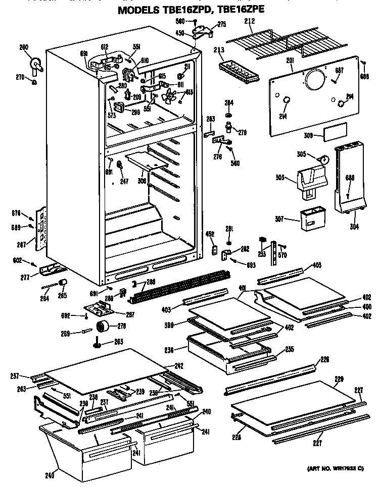 GE TBE16ZPERAD cabinet diagram