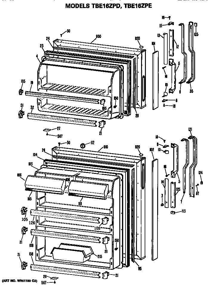 GE TBE16ZPERAD doors diagram