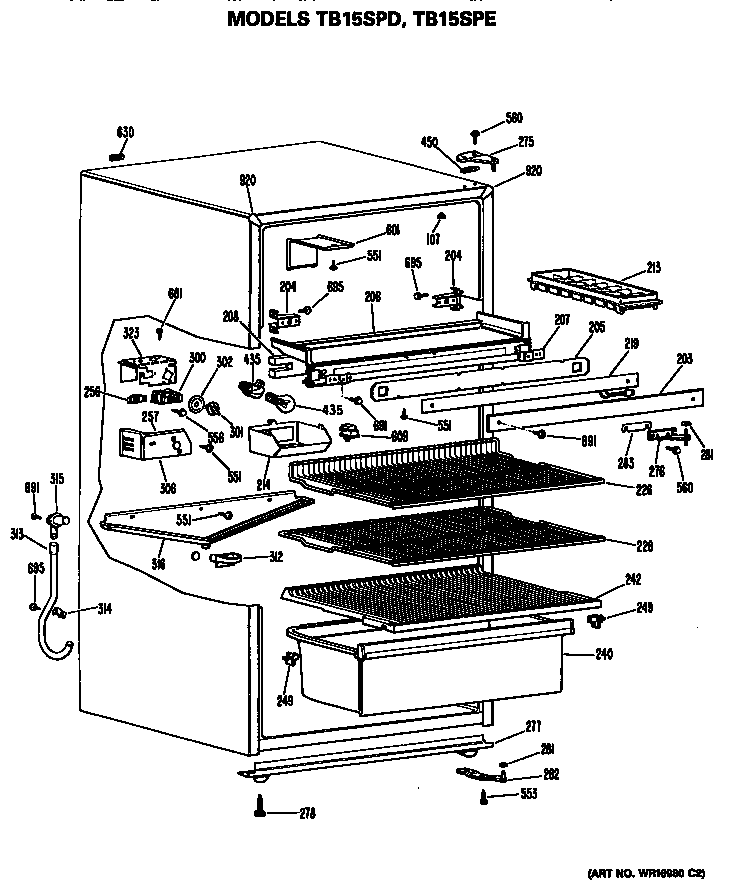 GE TB15SPDRAD cabinet diagram