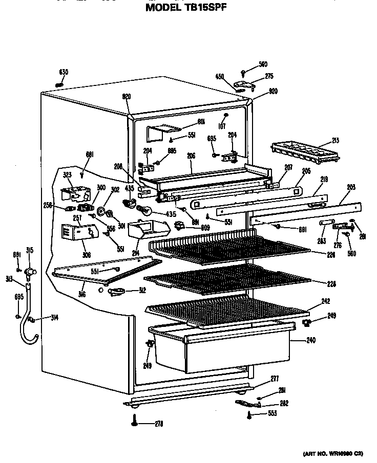 GE TB15SPFLAD cabinet diagram