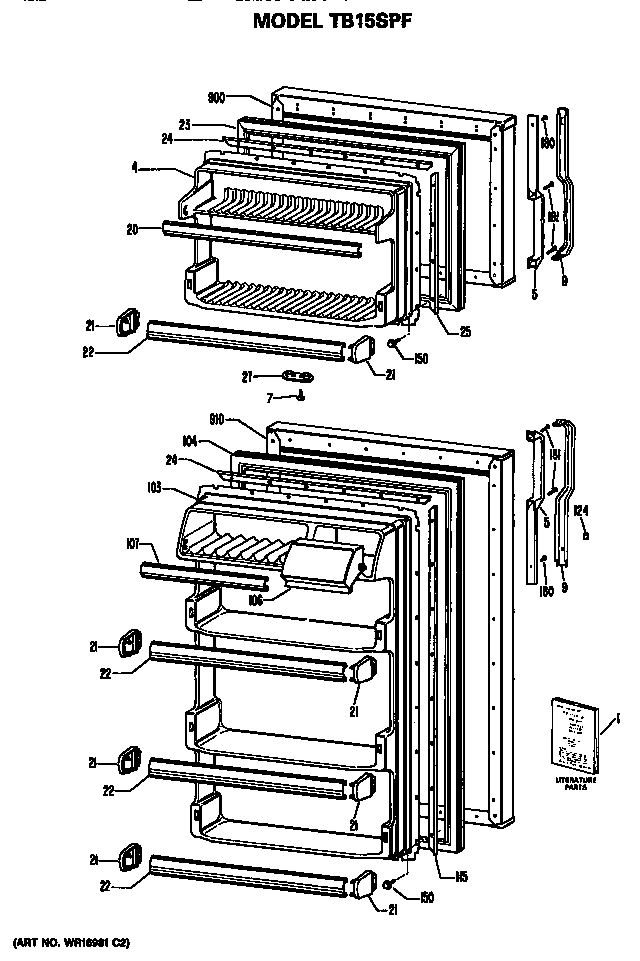 GE TB15SPFLAD doors diagram