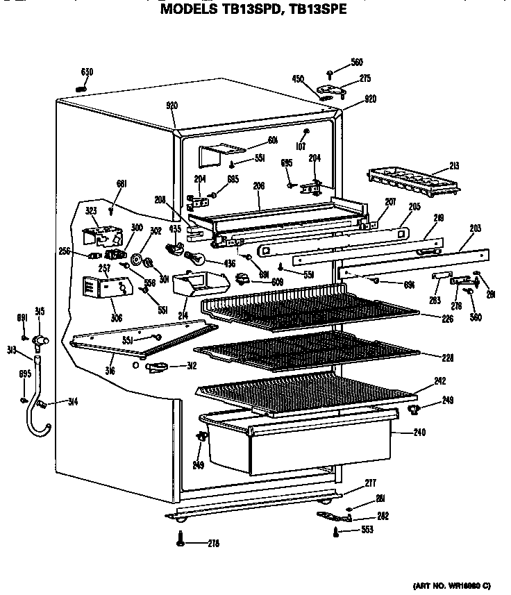 GE TB13SPELAD cabinet diagram