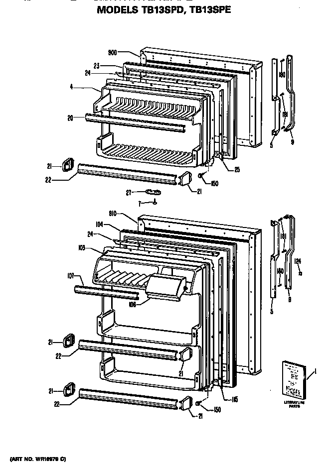 GE TB13SPELAD doors diagram