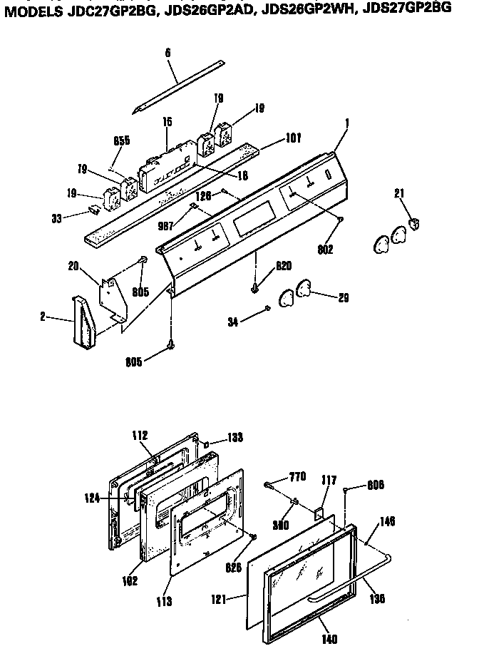 GE JDS27GP2BG door/control diagram