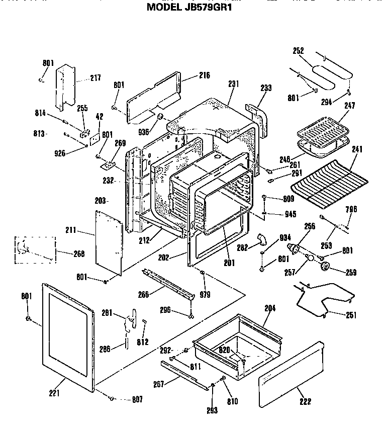 GE JB579GR1 main body diagram