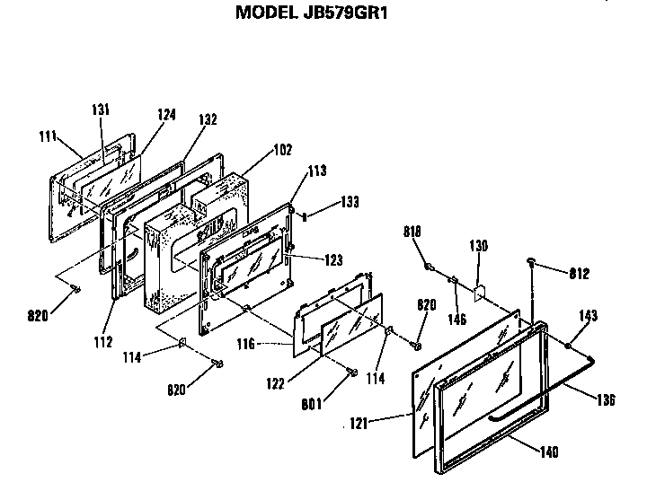 GE JB579GR1 door diagram