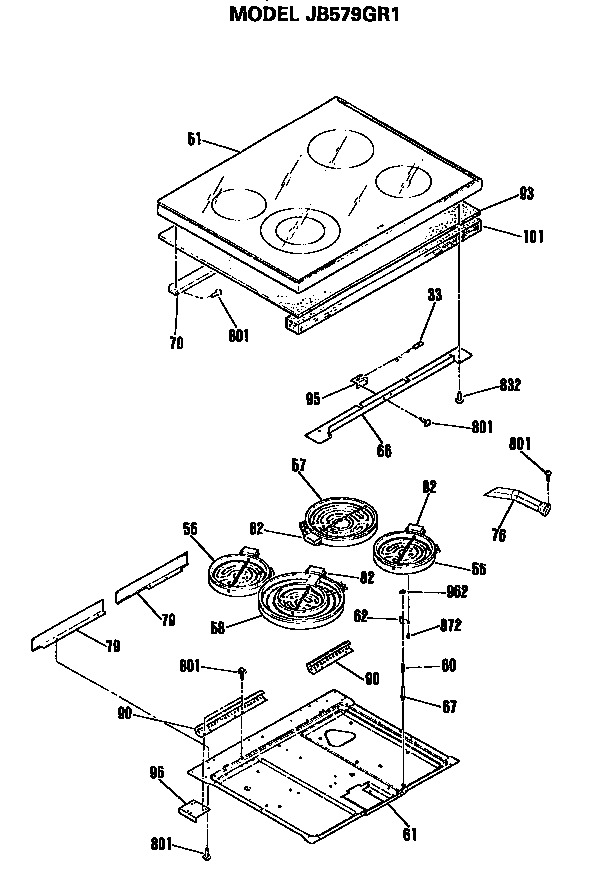 GE JB579GR1 cooktop diagram