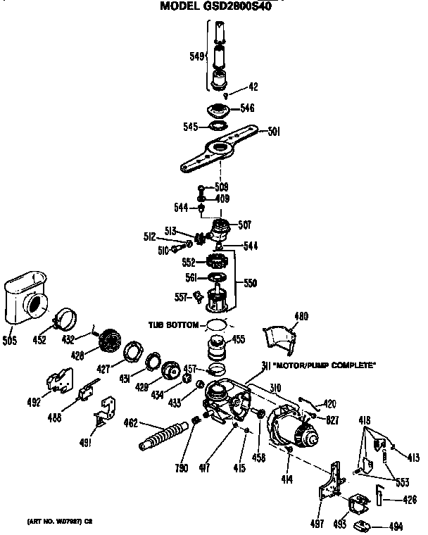 GE GSD2800S40 motor/pump diagram