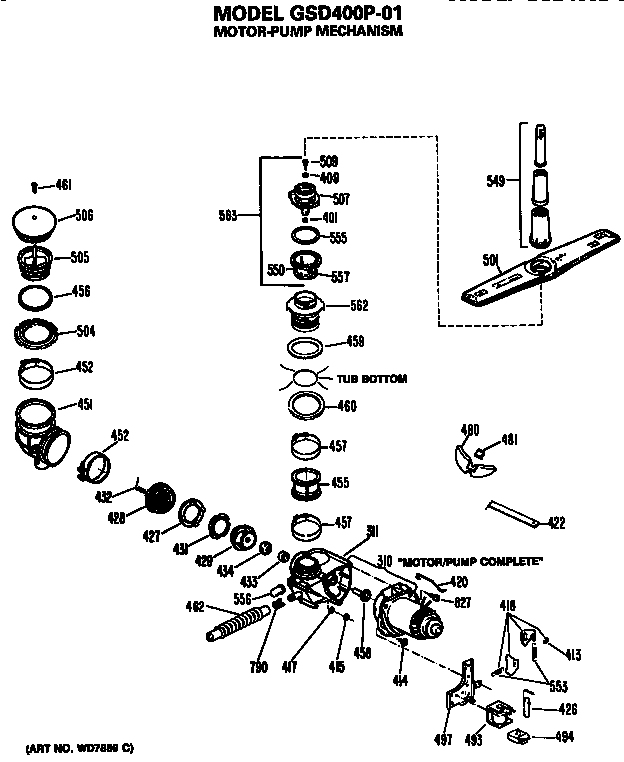 GE GSD400P-01 motor/pump diagram