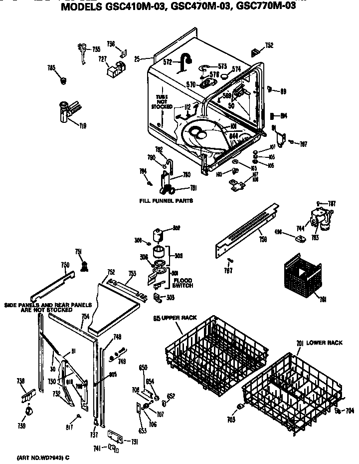 GE GSC410M-03 tub/racks diagram