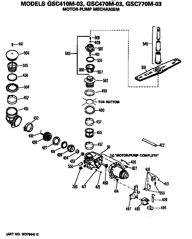 GE GSC410M-03 motor/pump diagram