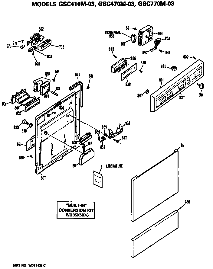 GE GSC410M-03 front/control panel diagram