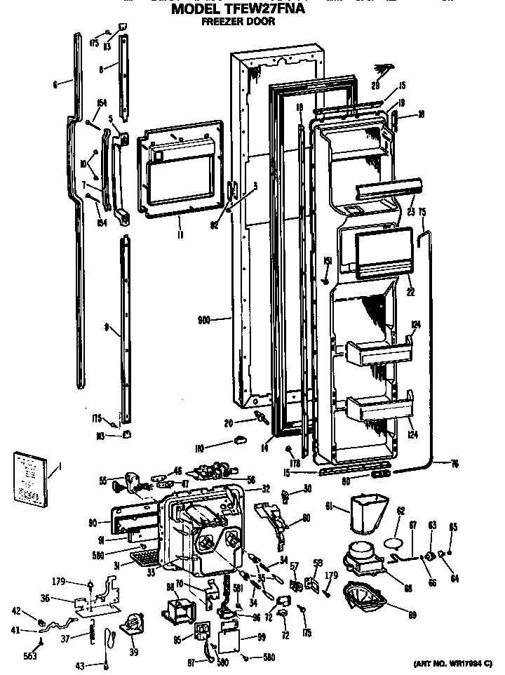 GE TFEW27FNA freezer door diagram