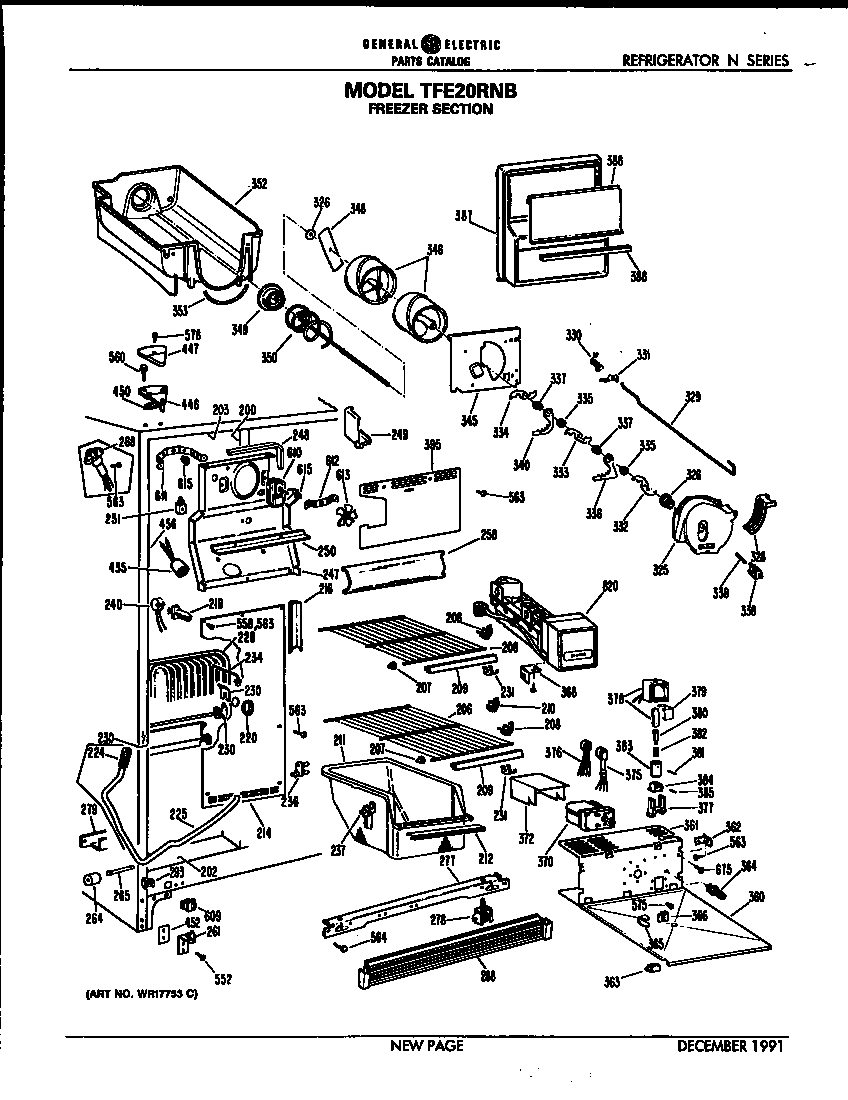 GE TFE20RNB freezer section diagram