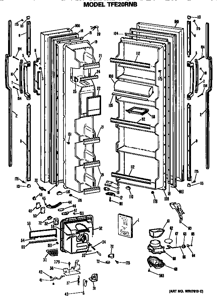 GE TFE20RNB doors diagram