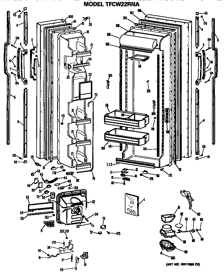 GE TFCW22RNA doors diagram
