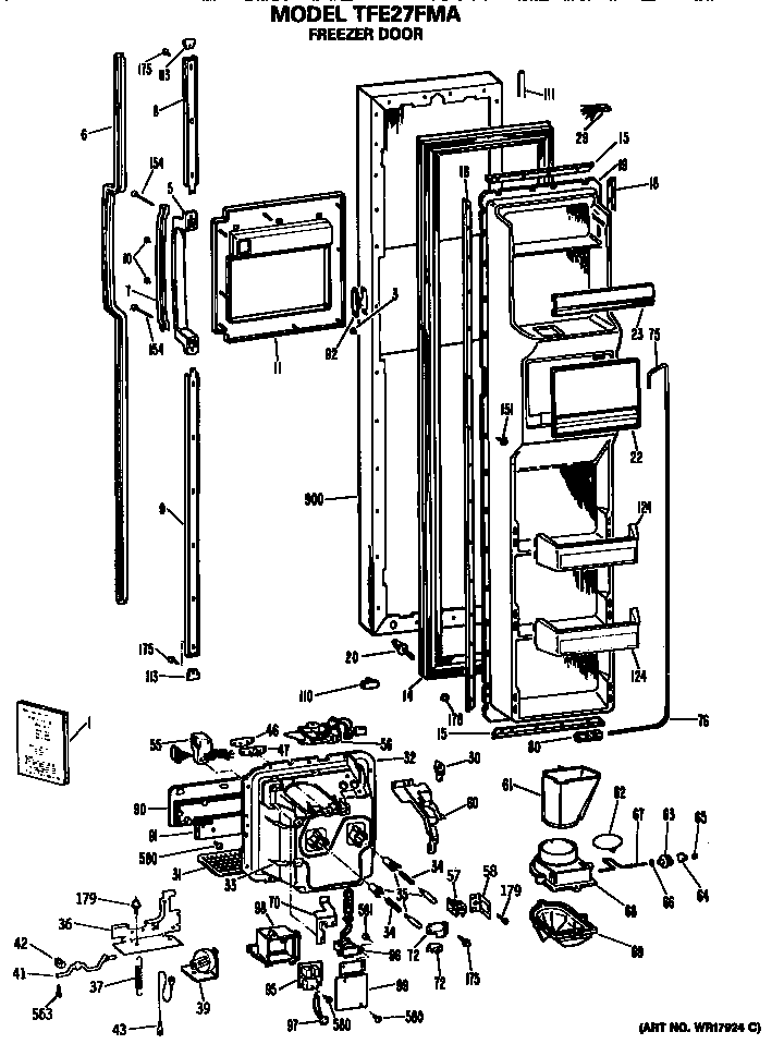 GE TFE27FMA freezer section diagram