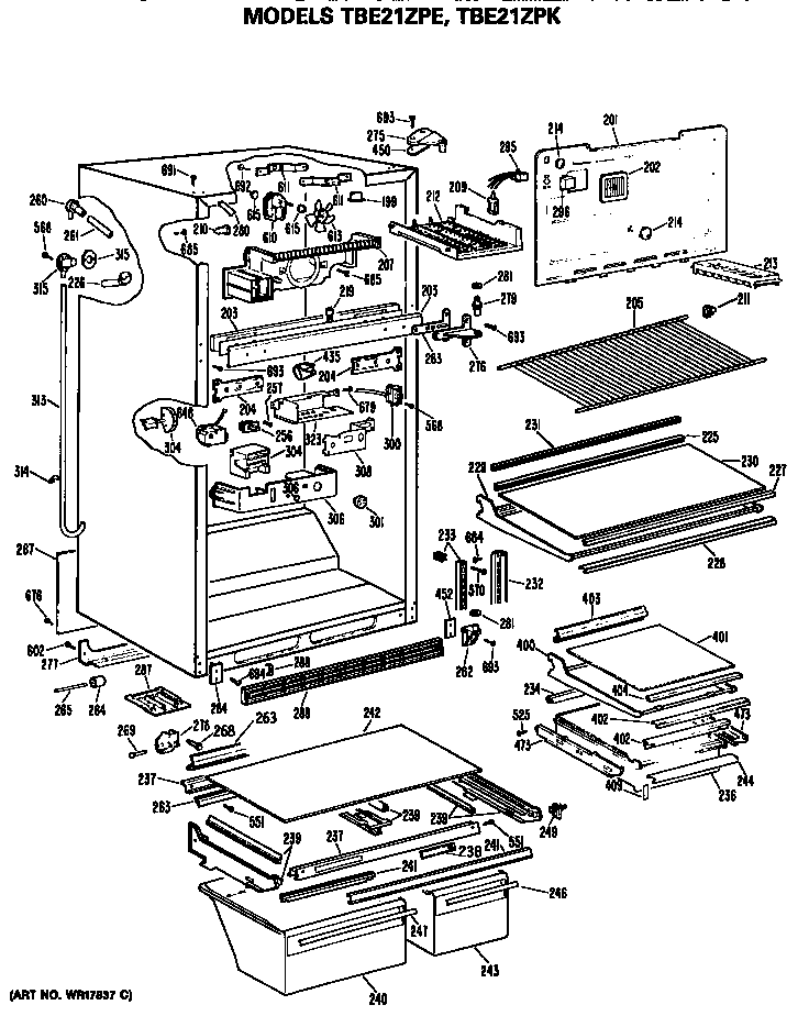 GE TBE21ZPKRWH cabinet diagram