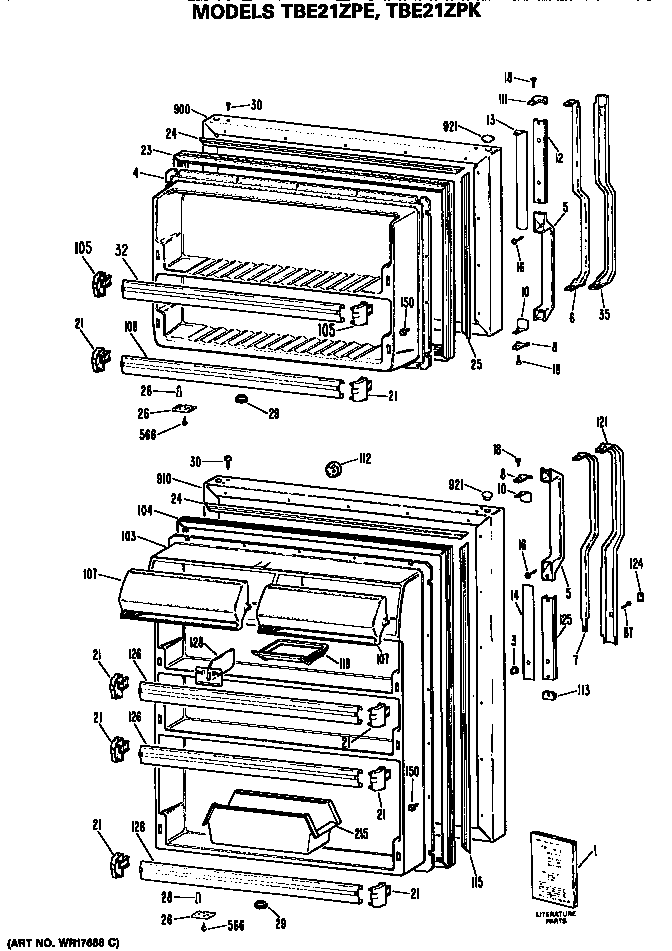GE TBE21ZPKRWH doors diagram