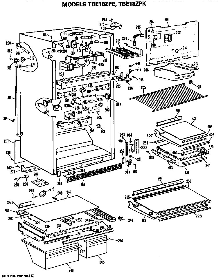 GE TBE18ZPERAD cabinet diagram