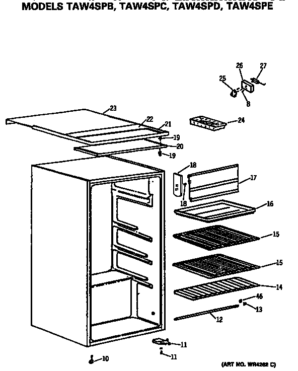GE TAW4SPB cabinet diagram