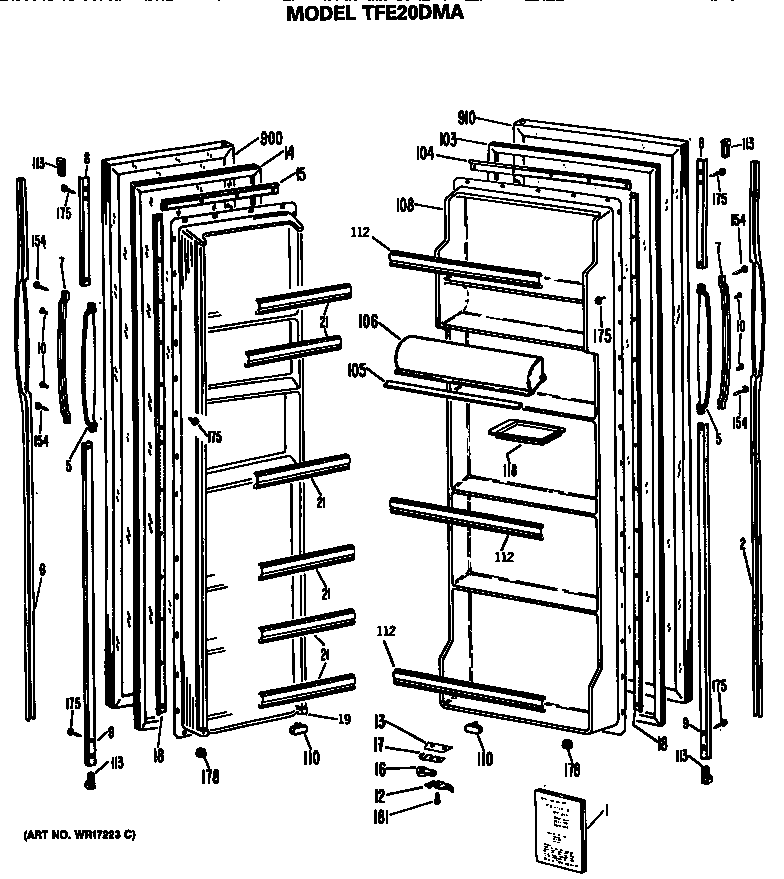GE TFE20DMA doors diagram