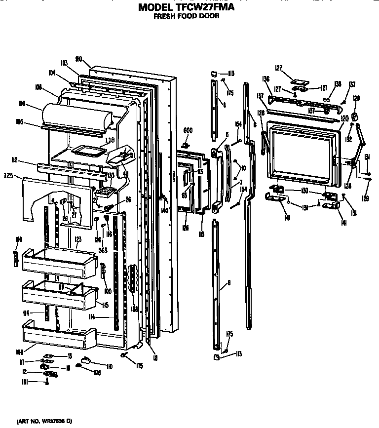 GE TFCW27FMA fresh food door diagram