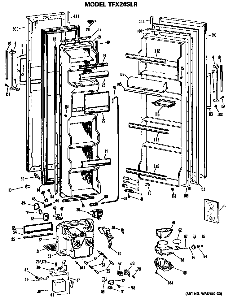 GE TFX24SLR doors diagram