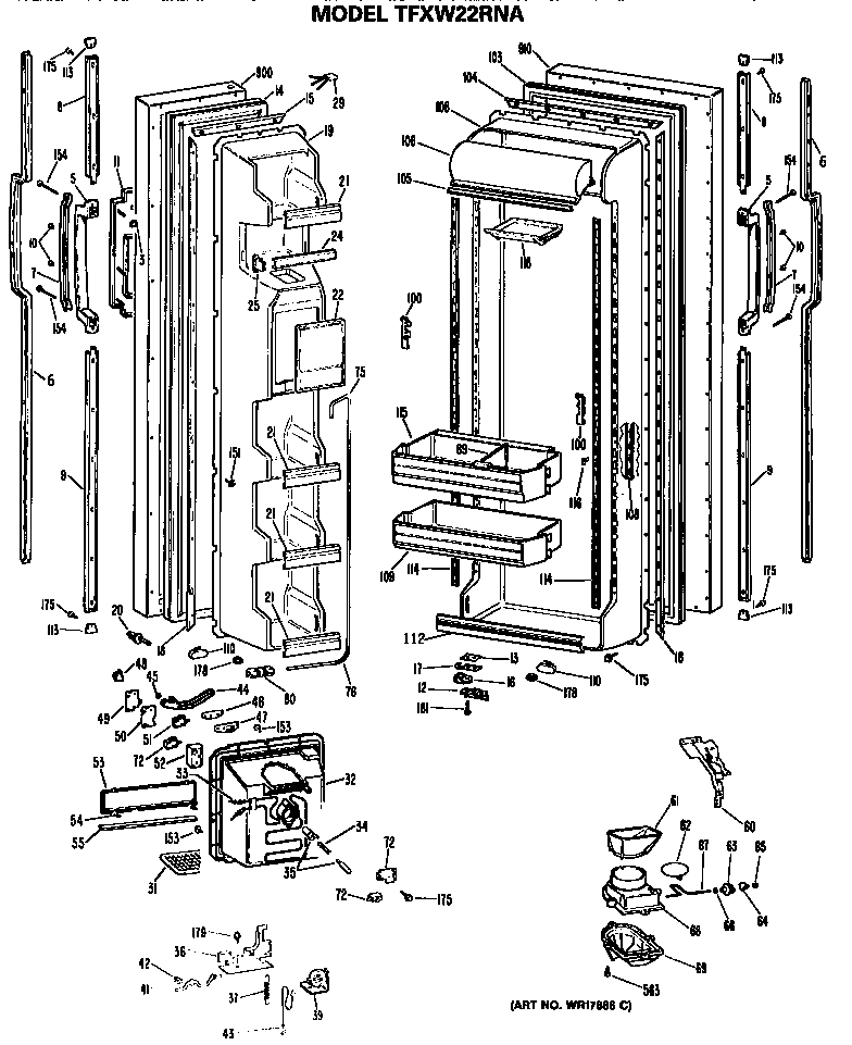 GE TFXW22RNA doors diagram